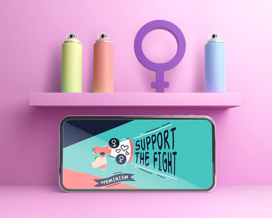 Free Girl Power Concept Composition Mock-Up Psd