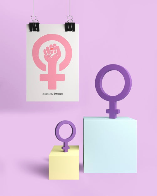 Free Girl Power Concept With Hanging Poster Mock-Up Psd