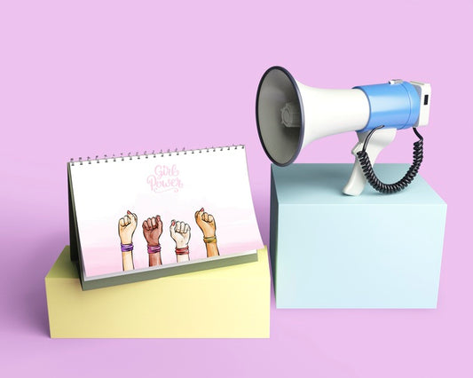 Free Girl Power Concept With Megaphone Psd