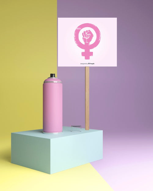 Free Girl Power Concept With Sign Mock-Up Psd