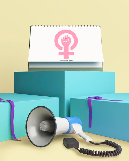 Free Girl Power Mock-Up With Megaphone Psd