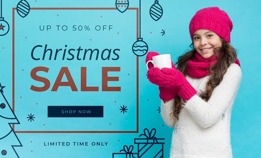 Free Girl Presenting Winter Promotions Psd