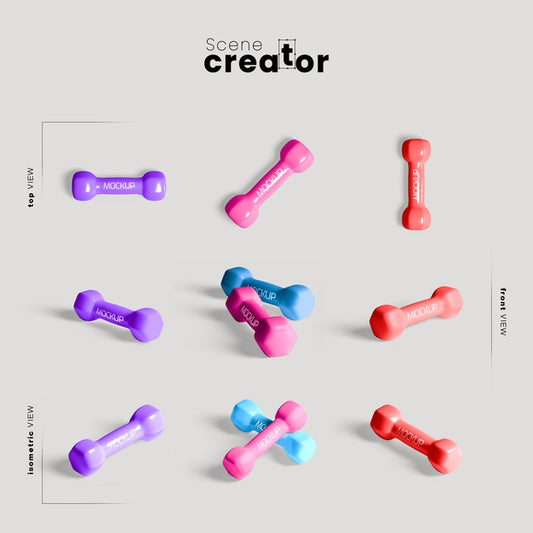 Free Girlish Colorful Weights Mock-Up Psd