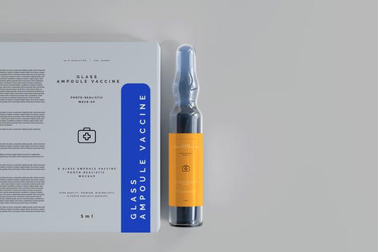 Free Glass Ampoule With Box Mockup Psd