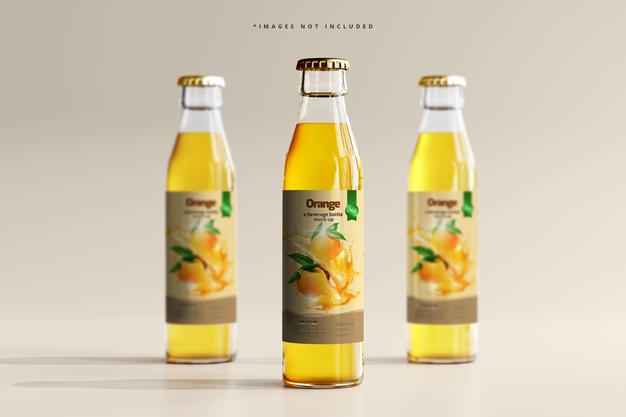 Free Glass Beverage Bottles Mockup Psd