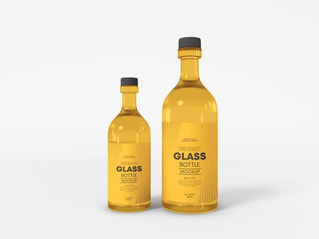 Free Glass Bottle Mockup Psd