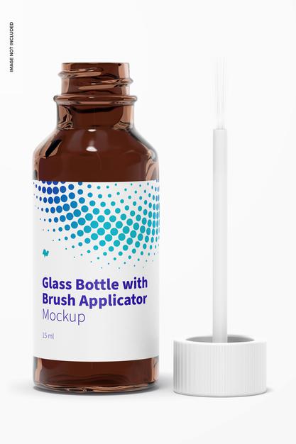 Free Glass Bottle With Brush Applicator Mockup Psd