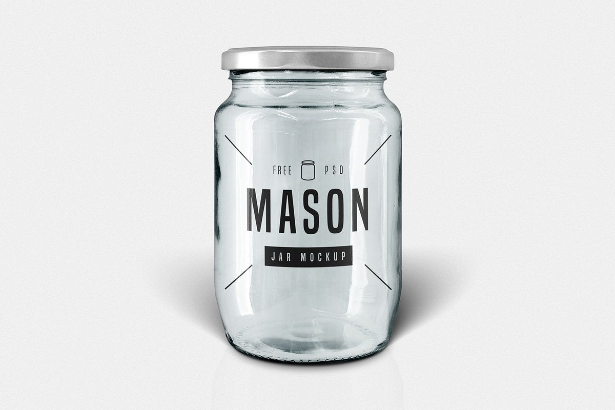 Free Glass Mason Jar Mockup