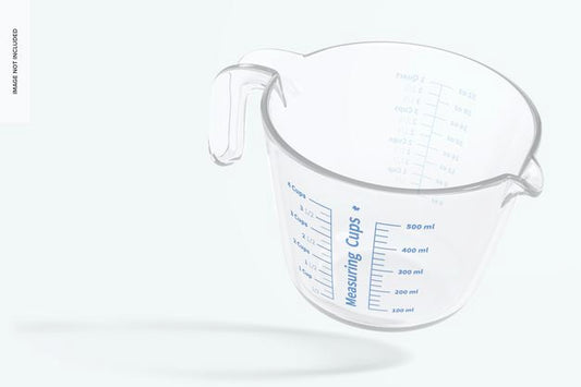 Free Glass Measuring Cup Mockup, Floating Psd