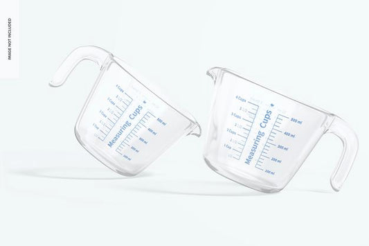 Free Glass Measuring Cups Mockup, Leaned Psd