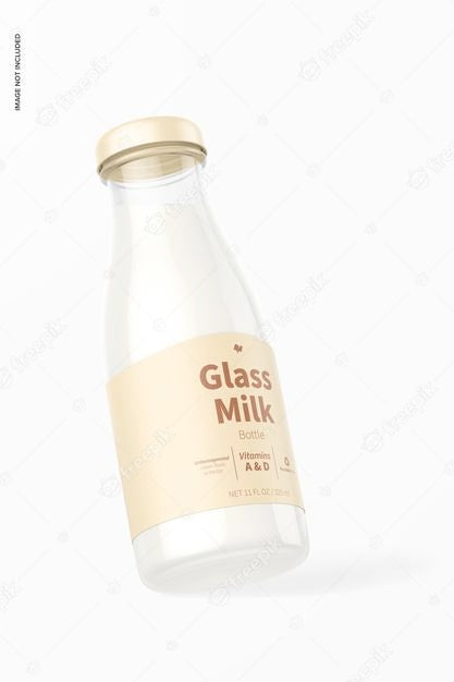 Free Glass Milk Bottle Mockup, Leaned Psd