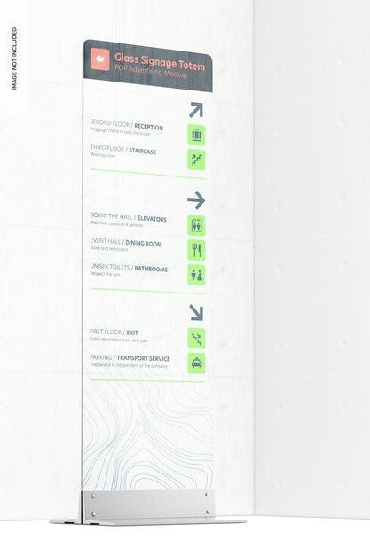 Free Glass Signage Totem Mockup, Front View Psd