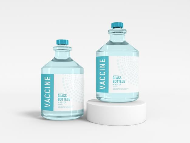 Free Glass Vaccine Bottle Packaging Mockup Psd