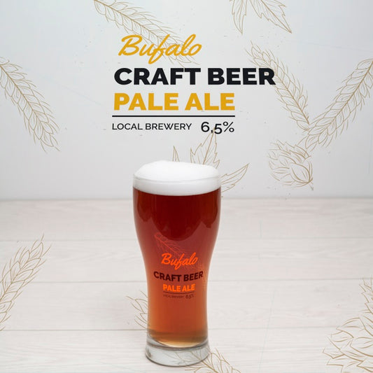 Free Glass With Craft Beer Having Foam Psd