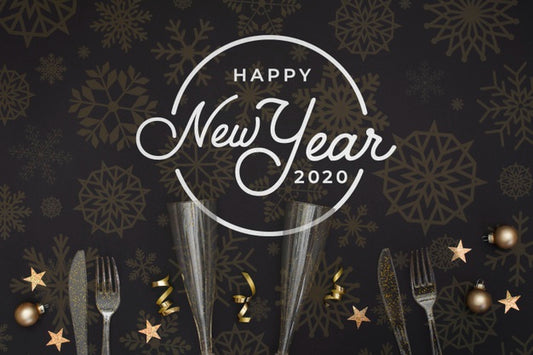 Free Glasses For Champagne And Cutlery For New Year Party Psd
