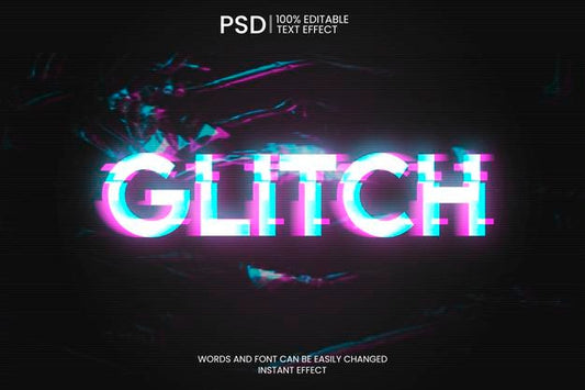 Free Glitch Text Effect Psd