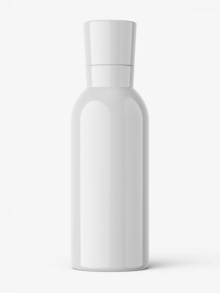 Free Glossy Bottle With Narrowing Neck Mockup