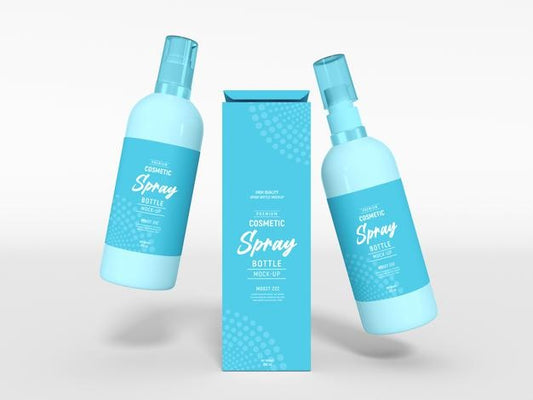 Free Glossy Cosmetic Spray Bottle Packaging Mockup Psd