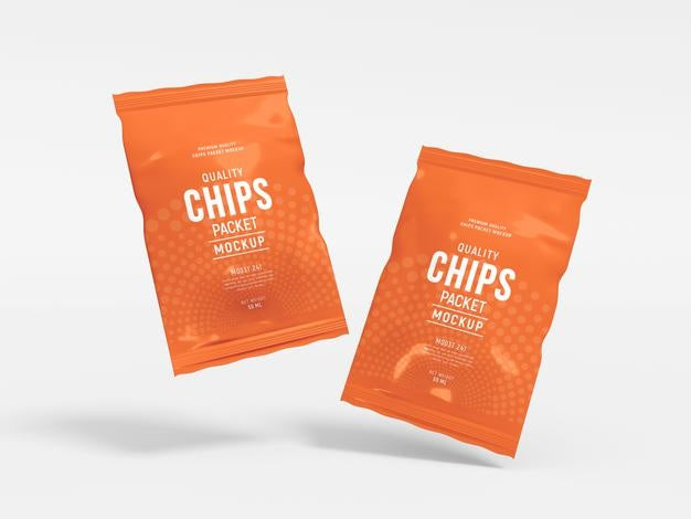 Free Glossy Foil Chips Packet Mockup Psd