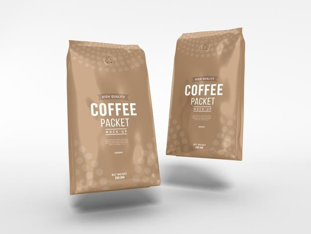 Free Glossy Foil Coffee Packaging Mockup Psd