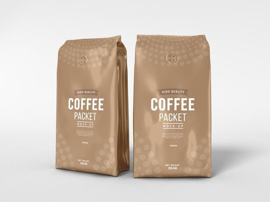 Free Glossy Foil Coffee Packaging Mockup Psd