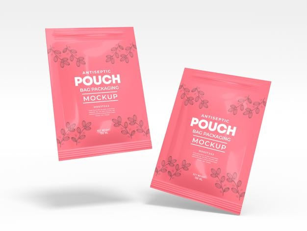Free Glossy Foil Pouch Bag Packaging Mockup Psd