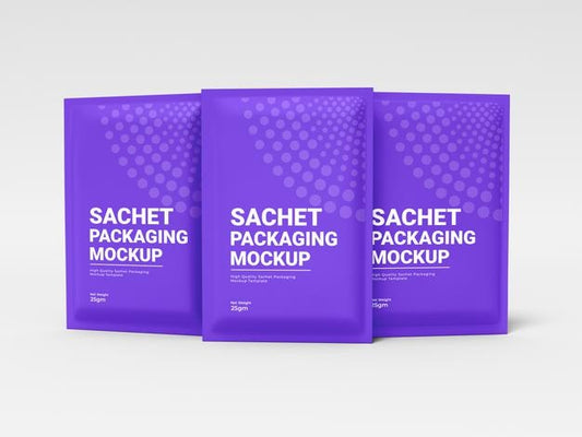 Free Glossy Foil Sachet Packaging Mockup Psd