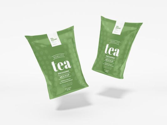 Free Glossy Foil Tea Bag Packaging Mockup Psd