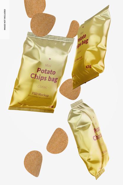 Free Glossy Mini Potato Bags Mockup Psd