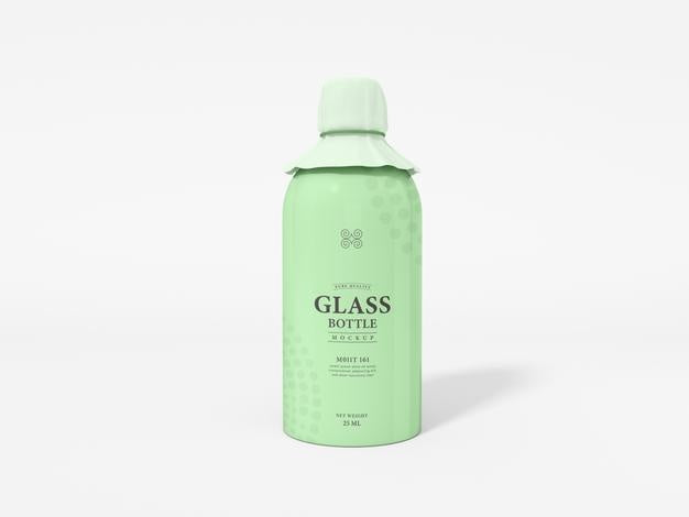 Free Glossy Reflective Glass Bottle With Foil Cover Mockup Psd