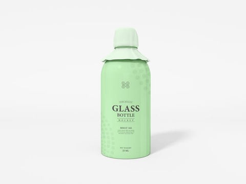 Free Glossy Reflective Glass Bottle With Foil Cover Mockup Psd