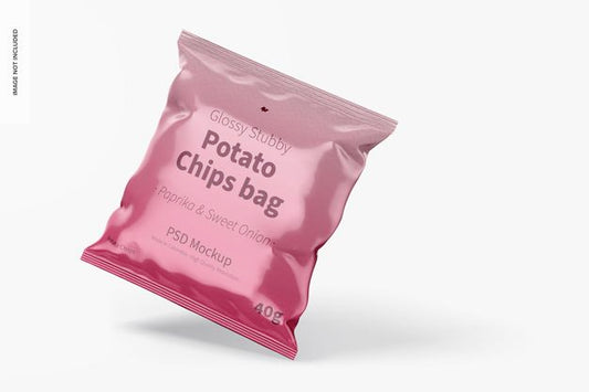 Free Glossy Stubby Chips Bag Mockup Psd
