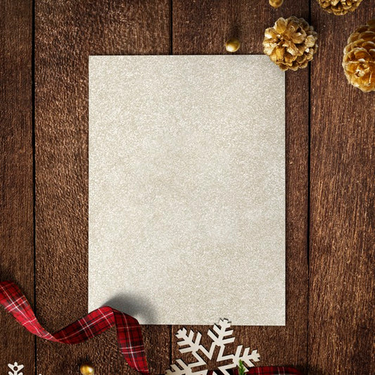 Free Gold Paper Mockup With Christmas Decorations On Wooden Background Psd