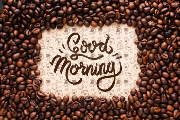 Free Good Morning Background With Coffee Beans Frame Psd