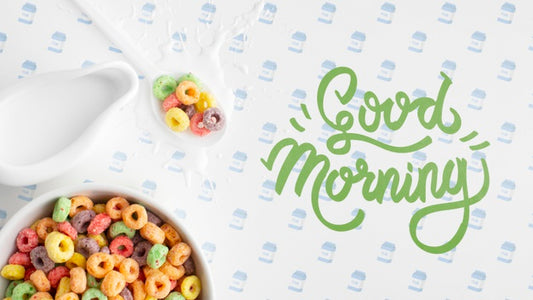 Free Good Morning Message Beside Cereals For Breakfast Psd