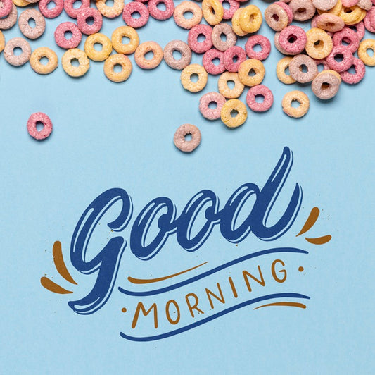 Free Good Morning Message Beside Cereals Psd