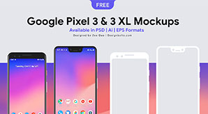 Free Google Pixel 3 & Pixel 3 Xl Mockup Psd, Ai & Eps