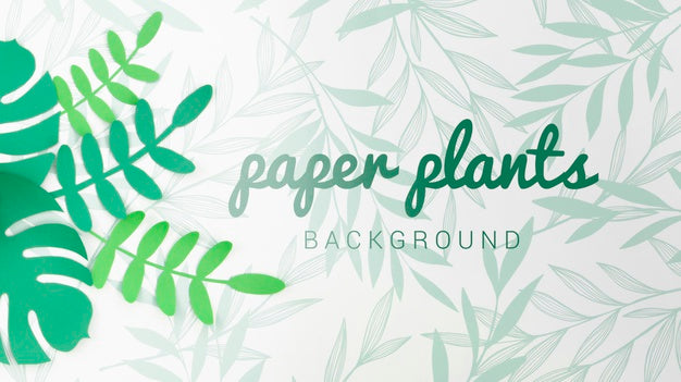 Free Gradient Green Tones Paper Plants Background Psd