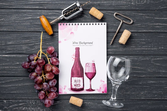 Free Grapes And Notebook Psd