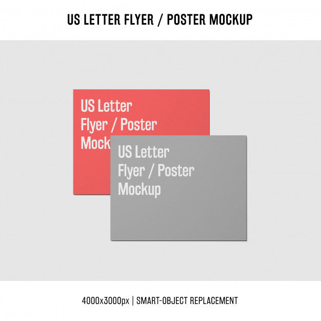 Free Gray And Red Us Letter Flyer Or Poster Mockups Psd