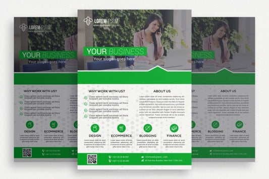 Free Green And White Business Brochure Psd