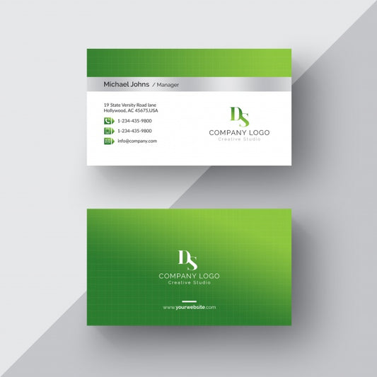 Free Green And White Business Card Psd