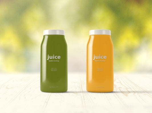 Free Green And Yellow Juice Bottle Mock Up Psd