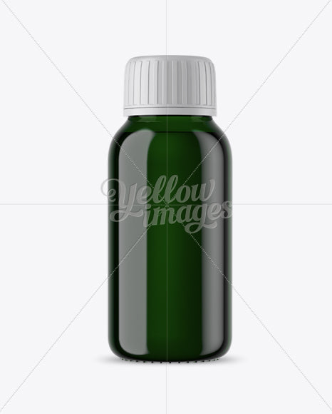 Free Green Glass Syrup Bottle Mockup