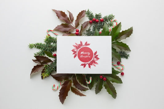 Free Green Leaves And Mock-Up Festive Christmas Decorations Psd