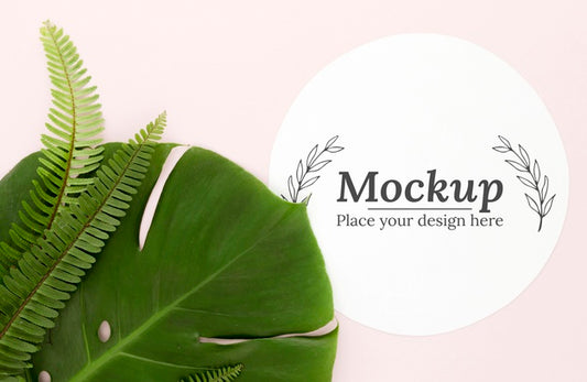 Free Green Leaves Arrangement With Mock-Up Psd