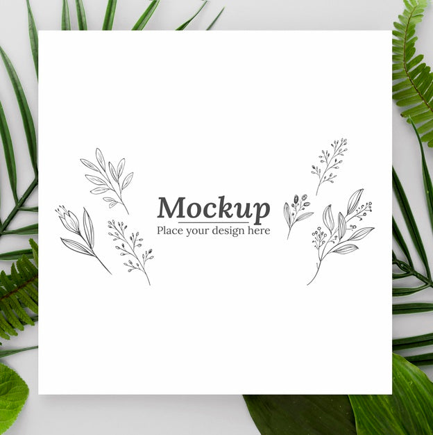 Free Green Leaves Composition With Mock-Up Psd