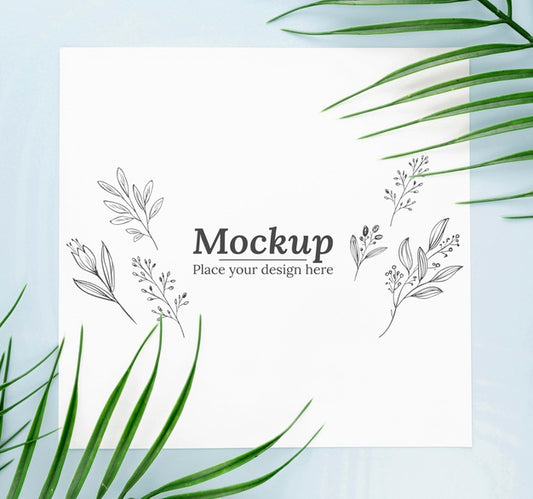 Free Green Leaves Composition With Mock-Up Psd