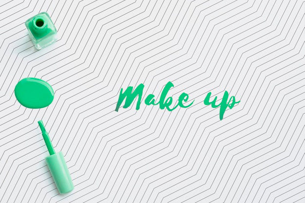 Free Green Nail Polish Make-Up Concept Mock-Up Psd