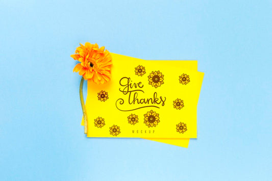 Free Greeting Mock-Up Concept With Flower Psd